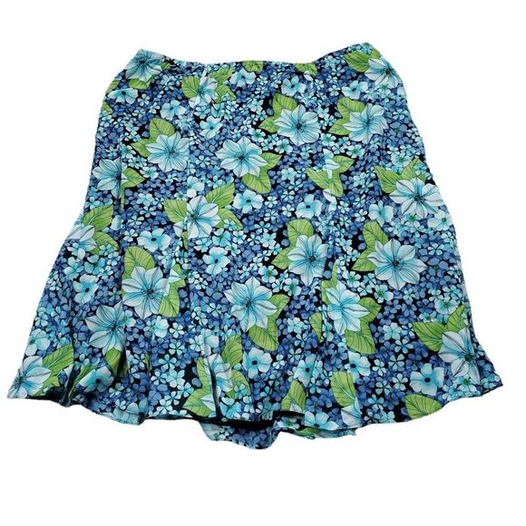 Sag Harbor Green Blue Floral Fit and Flare Flouncy Hem Skirt Size 22W - Picture 2 of 7